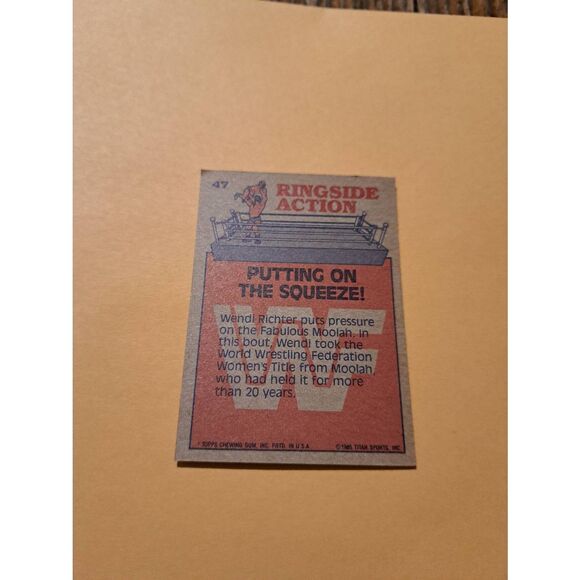 Vintage 1985 Topps WWF Trading Card 47 Wendi Richter Moolah Putting on Squeeze - Picture 3 of 3